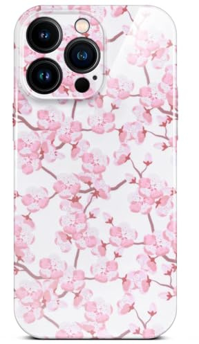 ONEFLOW Flower Cover für iPhone 16 Pro Max Hülle in Floral Optik, Blumen Designer Case Handy Schutzhülle mit Kameraschutz, Hardcase dünne Handyhülle Blumenmuster, Kirschblüten