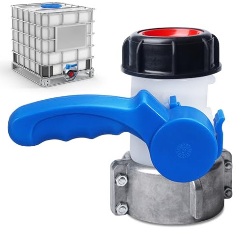 Vanne Cuve 1000l Plastique, Vanne pour Cuve DN40 62 mm, Adaptateur Cuve 1000l, Adaptateur IBC, IBC Adaptateur Universel, pour Robinet de Vidange, Citerne de Pluie, Bidon, Réservoir à Eau