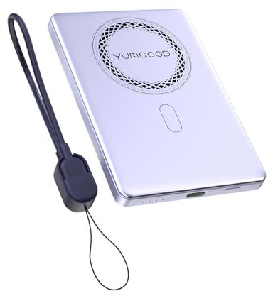 YUMGOOD Utral Slim 0.3 inch Magnetic Power Bank for MagSafe,Wireless Portable Charger,15W Wireless Fast Charging Powerbank PD 20W Battery pack USB C in&Out
