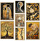 ag.art deco® Poster Set 7 Gustav Klimt Abstrakt mit Holz Rahmen | Wandbild Klimt Style Baum des Lebens Katze | Modern Bild Schwarz Gold Mehrteilige Wanddeko Wohnzimmer & Büro