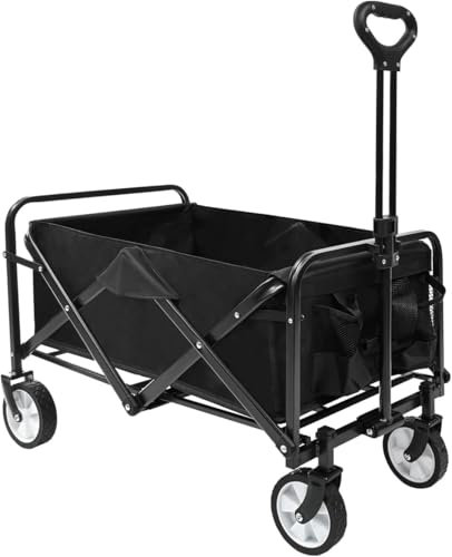 Amig - Faltbarer Gartenwagen Strandwagen mit wasserdichtem Oxford-Gewebe Farbe Schwarz 20 cm Durchmesser 360º Räder Maximale Tragkraft 100 kg