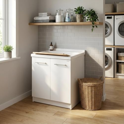 Mobile per lavatoio 75x61x81 cm con asse in legno – Revine | Dolomite