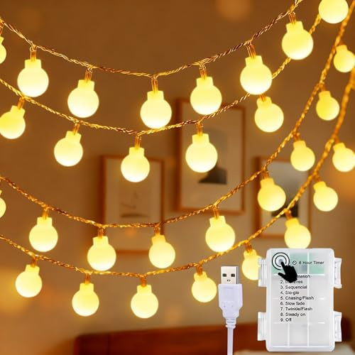 Uping Lucine Led Decorative a Batteria USB 100 LED Luci di Natale Esterno a Batteria Catena Luminosa Interno Natalizie con Pile (Bianco Caldo)