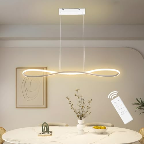 YLFXL 42W Pendelleuchte Esstisch, 120CM LED Pendelleuchte Esszimmer mit Fernbedienung Dimmbar 10%-100% Farbtemperatur 3000K-6000K, Esszimmerlampe Höhenverstellbar für Esszimmer Küche Wohnzimmer