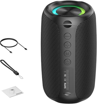 Vroomoto Portable Speaker 8W Full Range RGB Lights Wireless Home Party Outdoors (Black)