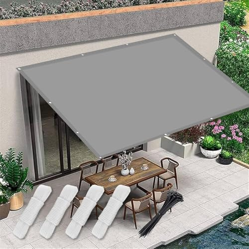 Sonnensegel 4x8m Sonnenschutz Balkon inkl Befestigungsseile,Windschutz Reißfest Wetterfest, Rechteckige Markise Segel Baldachin,Schutztuch Sonnensegel, für Terrasse Garten,Hellgrau