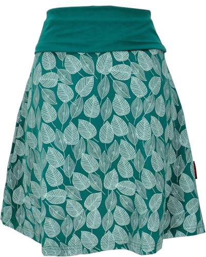 GURU SHOP Minirock aus Bio-Baumwolle, Boho Tellerrock Herbstlaub Print | Elastischer Bund, normaler Schnitt, locker fallend, vielseitig kombinierbar, ideal für Herbsttage
