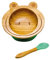 KLEINER FUCHS présente - Bol pour bébé de haute qualité en bambou naturel avec ventouse antidérapante et cuillère pour bébé assortie, également parfait en tant que set cadeau (Grenouille).