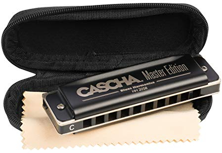 CASCHA HH2058 Master Edition Blues Harmonica, hochwertige Mundharmonika in C-Dur mit Soft Case und Pflegetuch, Blues Organ