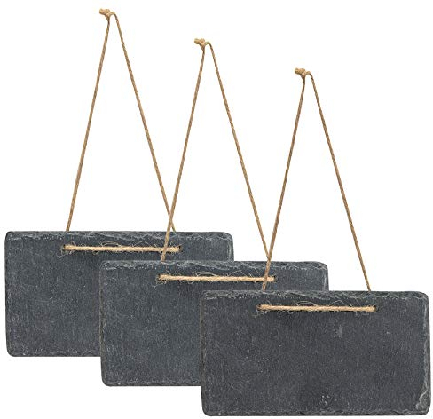 levandeo 3er Set Schiefertafel 17x9cm Kreidetafel Schieferplatte Tafel Memotafel Türschild Deko Kreidelook Schiefer Dekoschild