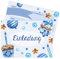 Papierdrachen 12 Einladungskarten zum Kindergeburtstag für Mädchen und Jungen - Motiv blaue Törtchen - Geburtstagseinladungen für deine Geburtstagsparty (DIN A6)