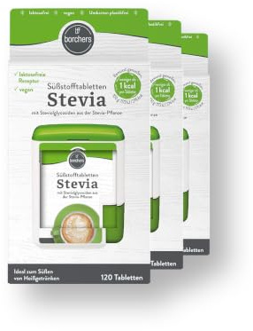 3 x Borchers Stevia sweetener tablets | in dispenser | low-calorie | sweetener | 120 Tbl.
