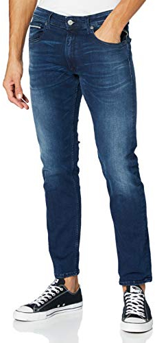 Replay men's Grover straight-fit jeans with stretch, blue (Medium Blue 009), 34W / 32L