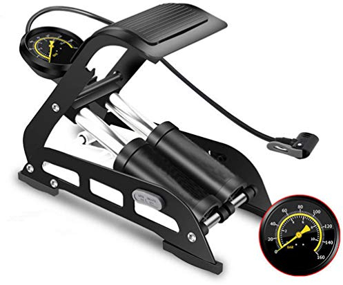RONGJJ Pumpe Fußpumpe, Fahrradbodenpumpe Mit Genauem Manometer, Doppelzylinder Fußpumpe Für Fahrräder, Motorräder, Autos Manometer