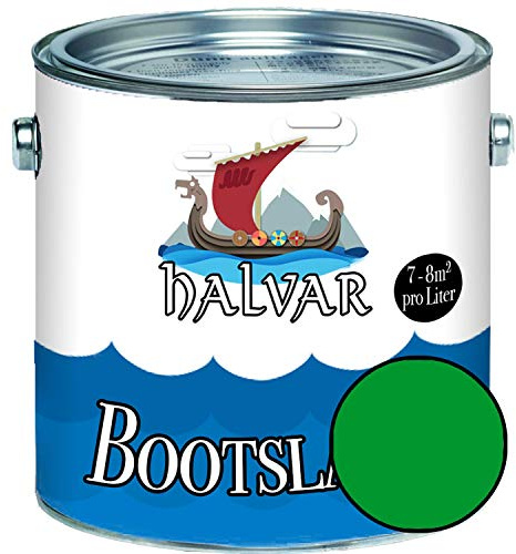 Halvar 2-K MATT Yachtlack Grün RAL 6000-6037 Bootslack für GFK/Polyester/Kunststoff 2-Komponenten Lack inkl. Härter (1 L, RAL 6037 Reingrün)