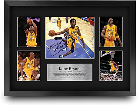 HWC Trading A3 FR Kobe Bryant Geschenk Großer gerahmter A3 gedruckt Autogramm Los Angeles Lakers Geschenke Photo Display Signed