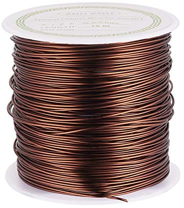 PandaHall 60FT Tarnish Resistant Bare Copper Wire 22 Gauge 0.6mm Jewelry Beading Wire for Crafts Beading Jewelry Making Supplies(Saddle Brown)