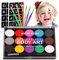 Kinderschminke Set Gesichtsfarbe, Siebwin Professionelle Schminkpalette 15 Farbe Waschbar Farben+24 Schablonen+7 Pinsel, Professionelle Organische Facepaints Für Kinder Geburtstag Geschenk
