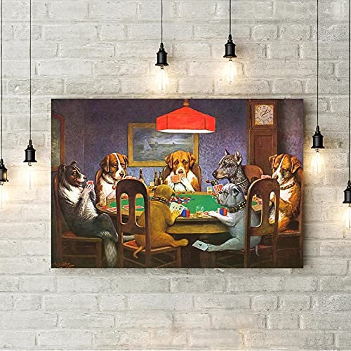 Hunde spielen Poker Lustige Cool Dog Mops Leinwand Malerei Wandkunst Nordic Poster und Drucke Bilder für Wohnzimmer Dekor 20x30cm (8x12inch) Ungerahmt