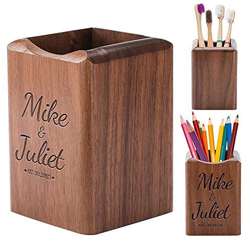 Pot à stylo personnalisé pour bureau, porte-stylo personnalisé pour collègue, enseignant, étudiant, porte-crayons en bois, organisateur de papeterie, cadeaux de bureau pour bureau, école, maison