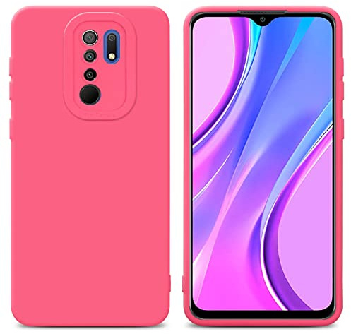 Cadorabo Hülle kompatibel mit Xiaomi RedMi 9 Schutzhülle TPU Silikon Case Liquid Design mit Kameraschutz Slim Kratzfest Weiche Gummi mit Rundumschutz Case Hülle für Xiaomi RedMi 9 in Rot