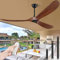 BOOSANT 72 Ceiling Fans Without Lights, 72 inch Ceiling Fan No Light, High CFM Quiet 3 Blade Wood Walnut Ceiling Fan, Large Modern Outdoor Fan with Remote, Propeller Outdoor Ceiling Fans for Patios
