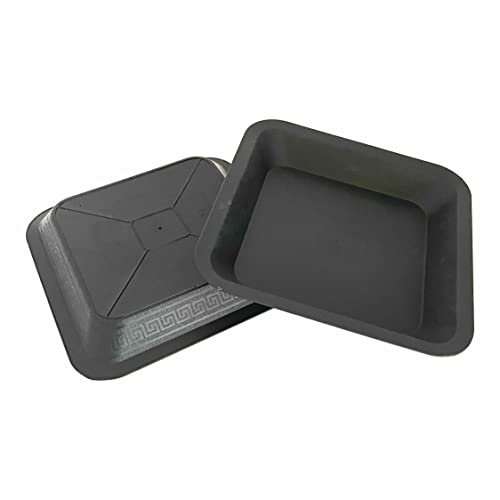 IVORYS-GARDEN 10 x Untersetzer viereckig schwarz für Pflanztöpfe 23 x 23 cm mit Muster für Innen- und Außen