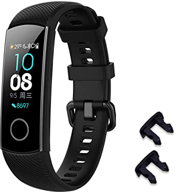 iJiGui Silikon Armband Kompatibel mit Huawei Honor Band 5/4, Sport Silikon Uhrenarmband für Huawei Honor Band 5/4 Damen Herren Smartwatch (Schwarz)