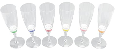 Pwshymi 6 Couleurs Verre à Boire de Fête, Verre à Champagne Lumineux 150ML Verre à Cocktail LED pour Fête, Mariage, Bar