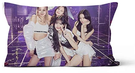 BTS Merchandise Schwarz Pink Rechteckiges Kissen JISOO JENNIE ROS LISA Doppelseitige Figur Druck 45 cm x 45 cm