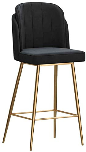 Metall Barhocker Gold Fußstütze Halterung Hocker mit doppellagiger Samtrückenlehne, Moderne Wohnmöbel Esszimmer Küche Barhocker (Farbe: Schwarz) Interesting