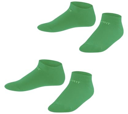 ESPRIT Unisex Kinder Sneakersocken Foot Logo Multipack K Sn Baumwolle kurz einfarbig 2 Paar, Grün Apple 7200, 35-38