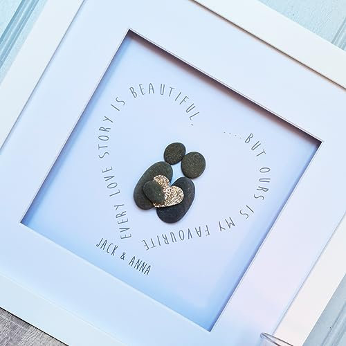 Every Story Couple/Wedding/Anniversary Personalised Pebble Picture Art