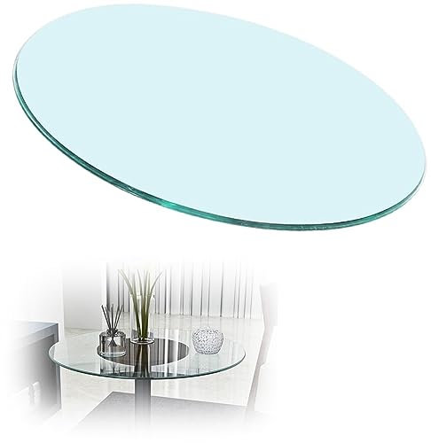 SAGIDAR Dessus De Table Ronde Verre Trempé, Table De Salon, Plateau De Table Meuble, Plateau en Verre Trempé Lisse Ronde, 40CM 55CM 65CM 80CM 90CM Tableau De Table, Plateau Bois Rond