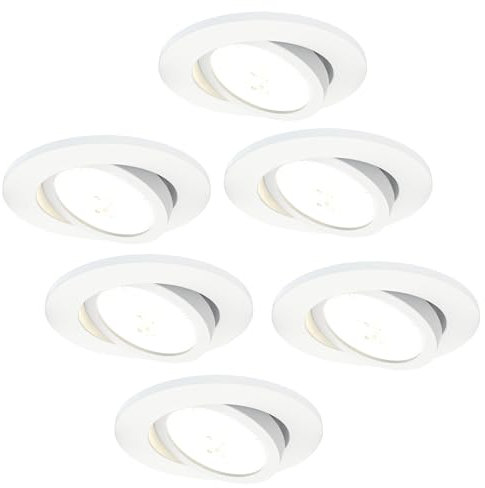 Ledvion - 6X LED Einbaustrahler, Weiß, Dimmbar, 7W, IP65, CCT, COB, Ø90mm, 5 Jahre Garantie