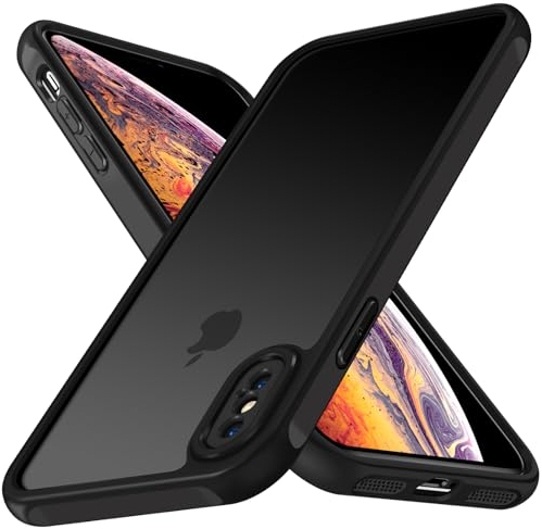 ivoler Hülle für iPhone XS und iPhone X 5.8 Zoll, [Vollständiger Kameraschutz] [Militärstandard] Stoßfest Handyhülle, Matt Durchscheinende Rückseite Anti-Fingerabdruck Schutzhülle Case (Schwarz)