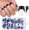 U-Shinein French Press On Nails, Black French Nail Tips, Short Square False Nails, Nail Art Nails for Sticking, Fake Nails With Box, 120 Pcs Finished Nails For Women, 03 Black
