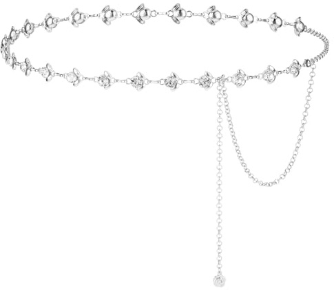 TIESOME Kettengürtel für Frauen, Strass-Blume, Taillenkette, verstellbarer Kristall-Taillengürtel, Braut-Hochzeitsgürtel für Kleid, 130cm/50.18in, metall, Glas