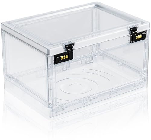Large Medicine Lock Box with Dual 3-Digit Combination Locks, 24.8L Lockable Storage Box for Medication, Snacks, Phone, and Electronics - BPA-Free Organizer Bin for Home, Office, Fridge, and Safety