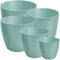 PECZEKO Blumentopf matt, 5er-Set blumenkübel, 12/14/16/18/20 cm Pflanzkübel aus Übertopf Kunststoff Topf für, groß und klein Pflanzen, 5er-Set blumenkübel kräutertopf, Grün