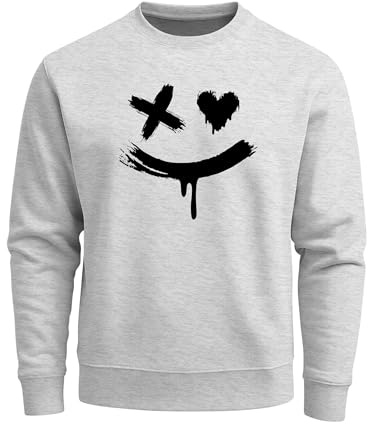 Neverless® Sweatshirt Herren mit Aufdruck Motiv Smile Print Rundhals-Pullover Fashion Streetwear