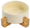 SPUNKYJUNKY Gamelle Double en céramique avec Support en Bambou pour Chiens de Grande Taille (1800 ML, Blanc Cassé)