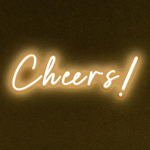 Cheers Neon Schild für Wanddekoration LED Neon Cheers Lichtschild USB angetrieben Wand Neon Lichtschild für Party Wanddekoration Party Licht Heim Raum Weihnachtsclub Bistro dekor 5v (Warm Weiß)