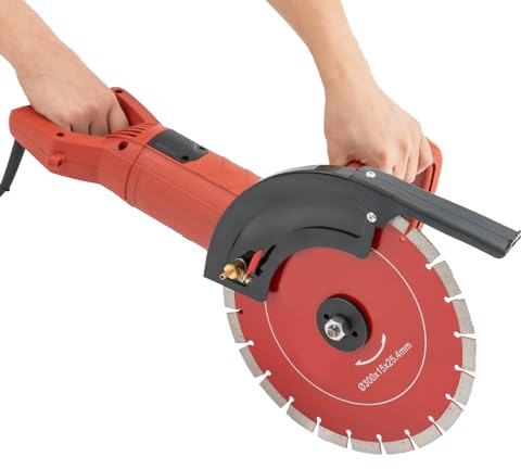 Sega elettrica per calcestruzzo con 2 lame per sega circolare da 12 pollici, sega taglio cemento 3000 W, profondità massima di taglio: 110 mm (rosso)