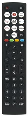 VINABTY Télécommande remplacée pour HISENSE TV 65A7NQ 65A6N 43A7NQ 50A7NQ 55A7NQ ERF2AC36H ERF2AC36 Télécommande