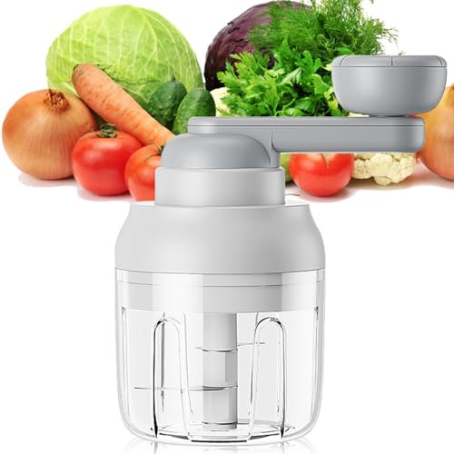 OWill Hand Shaken Manual Food Chopper Vegetable Cutter Multi-Function Garlic Chopper with Handle and Cover, Onion Chopper for Garlic Ginger Fruits Vegetables Nuts(250 ML)
