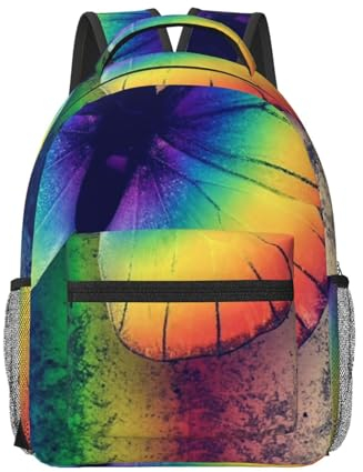 ESASAM Bequemer Rucksack mit Regenbogen-Schmetterling-Motiv, bequem und wasserdicht, langlebig, Schwarz , One size