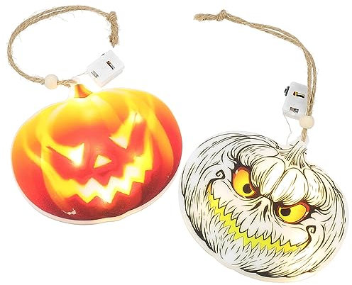 TOPBATHY Lot De 3 Lampes Décoratives À LED pour Halloween Style Citrouille Éclairage Décoratif Moderne pour Halloween 2 Pièces X 3