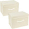 Homsorout Wardrobe Storage Boxes with Lids Foldable - 2 Pack Large Storage Bin with Handle, Fabric Closet Organisers Basket for Living Room, Shelf, Bedroom (Beige)