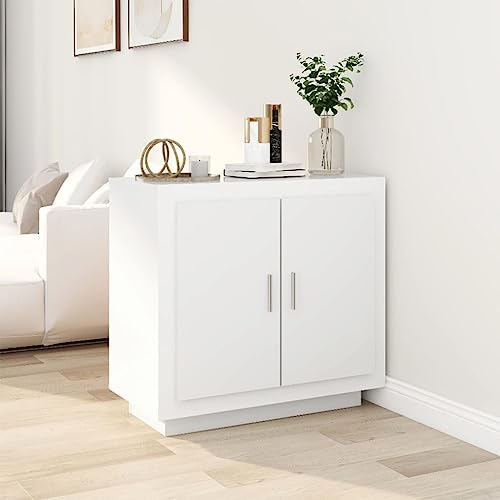 Lalfkkii Küchenschrank aus Holz für Wohnzimmer Sideboard Schrank Kommode Buffet Möbel Weiß 80 x 40 x 75 cm